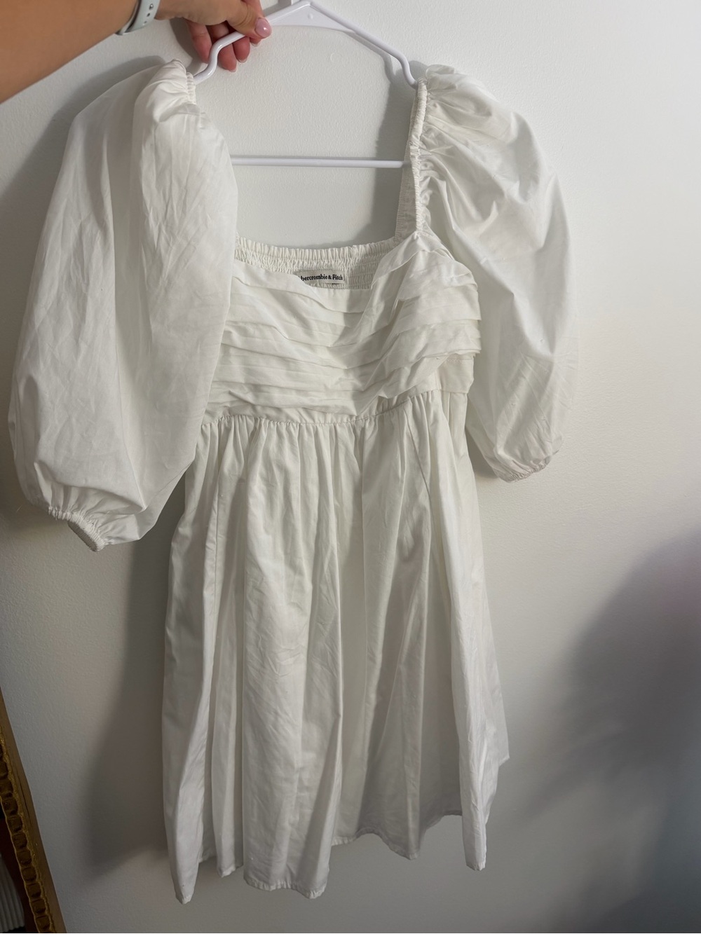 Abercrombie & Fitch White Puff Sleeve Mini Dress